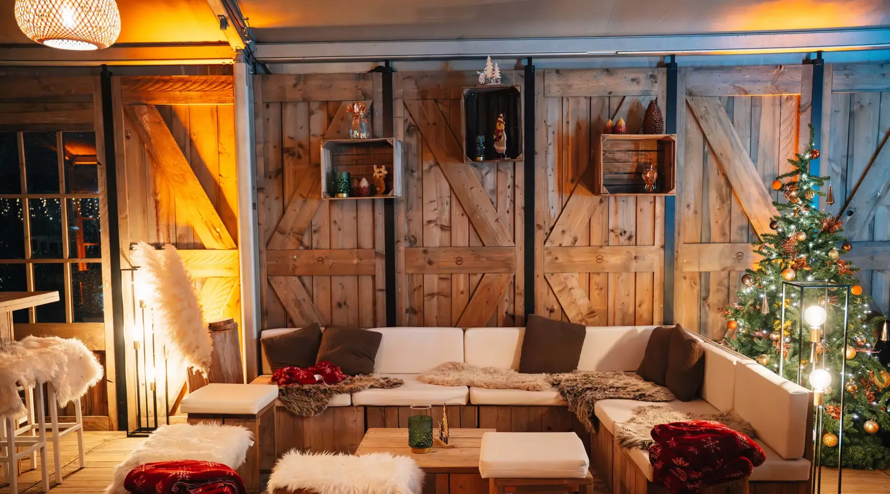 Een gezellig zithoekje in de winterbar