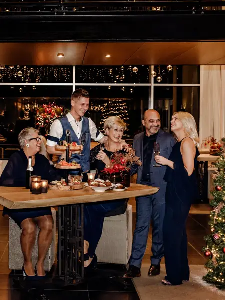 People in a Van der Valk restaurant during the Christmas period.