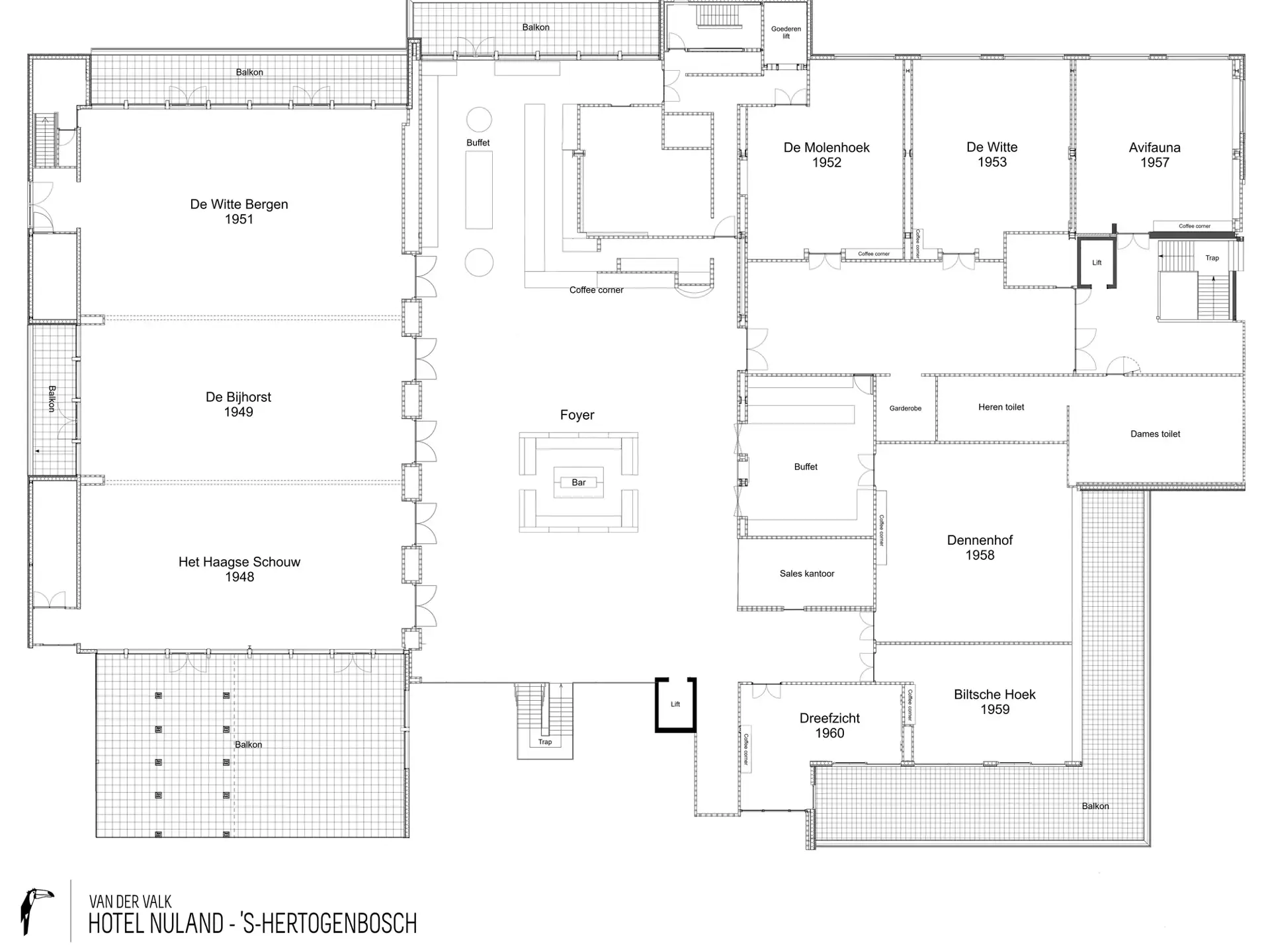 Plattegrond van de Meetings & events etage van Van der Valk Hotel Nuland