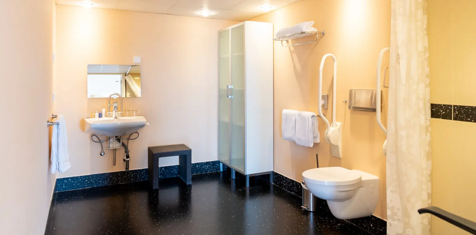 Bathroom for disabled guests at Van der Valk Palace Hotel Noordwijk