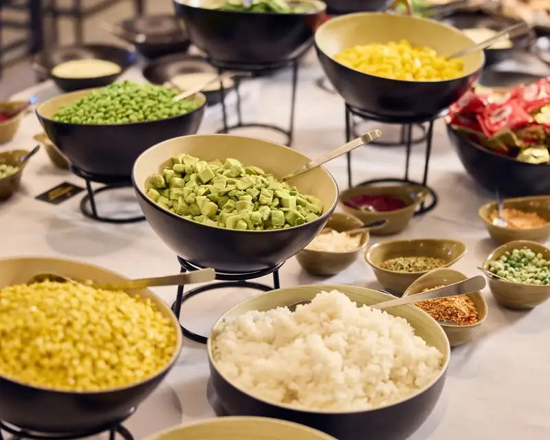 Detailfoto van het pokébowlbuffet