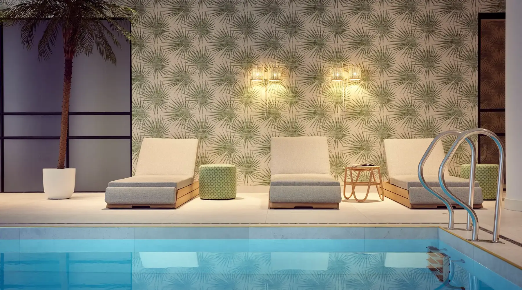 Sunbeds by the hotel pool
