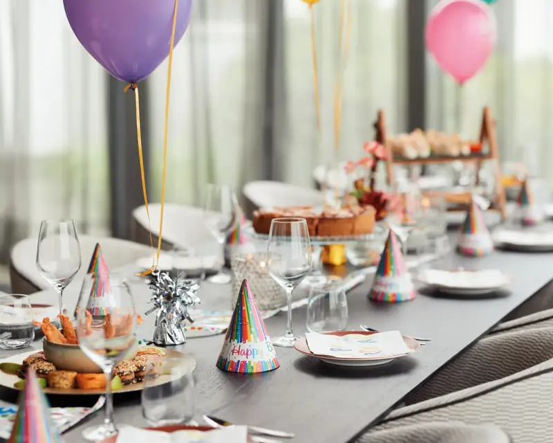 A festively decorated table for a birthday
