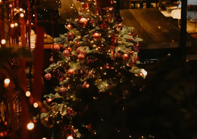 Kerstsfeer restaurantlobby