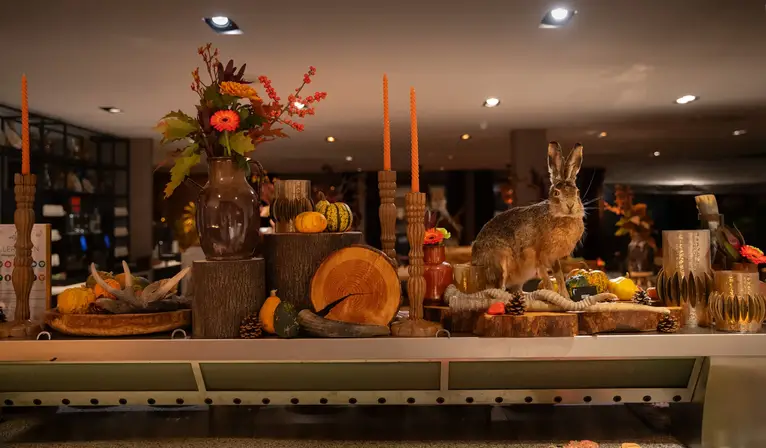 Game Buffet with autumn decorations