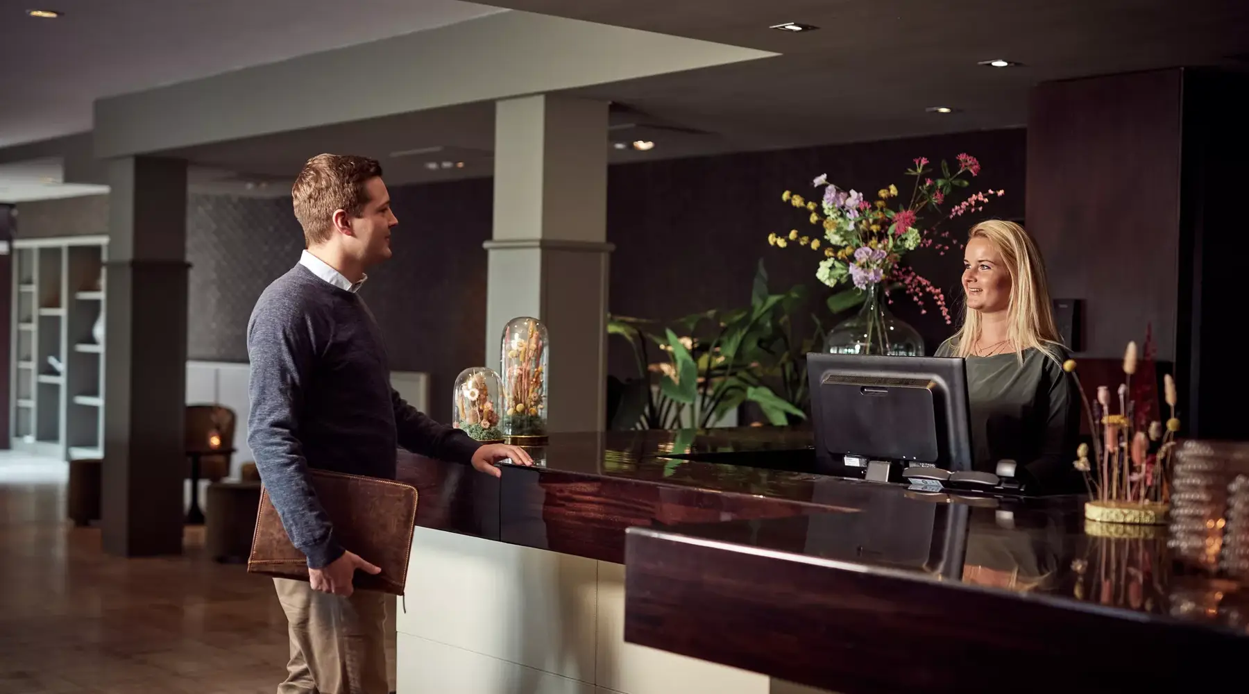 Check in at the reception.