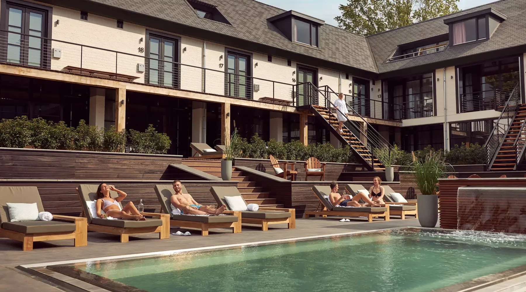 outdoor swimming pool behind the hotel