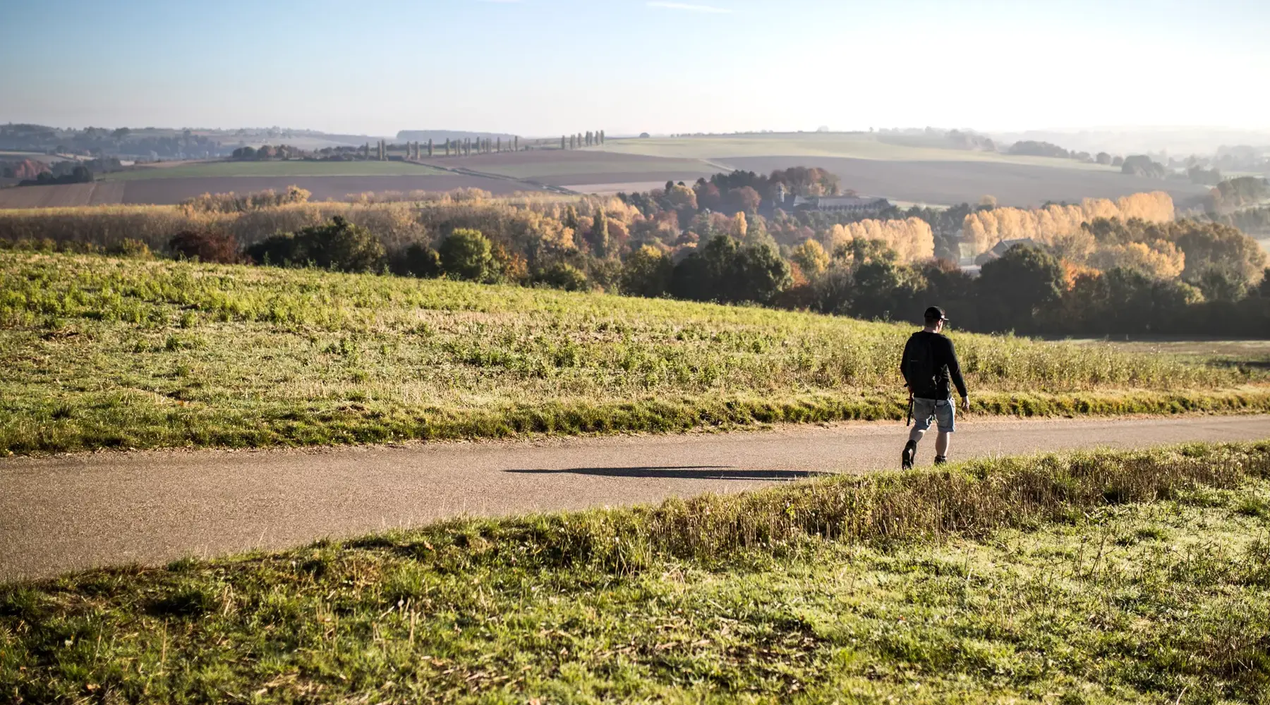 Man walking in the hills of Limburg