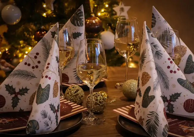 Table in hotel during Christmas