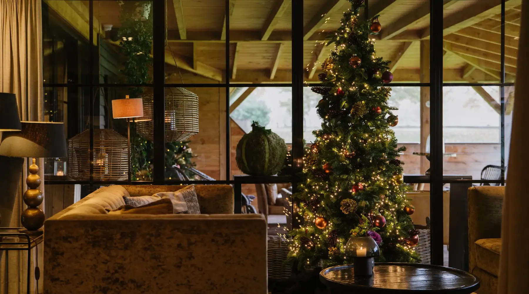Hotel lobby in Christmas atmosphere
