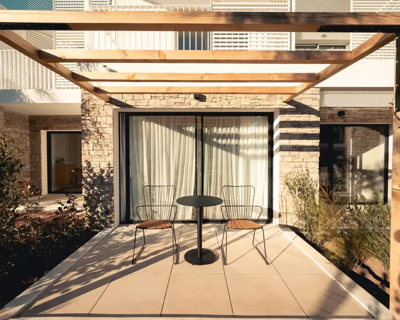 Terrasse d'une chambre supérieure de l'Hôtel Bloom