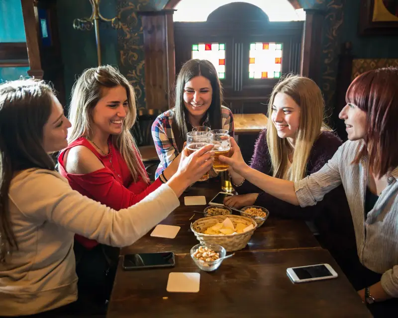 group of friends toasting