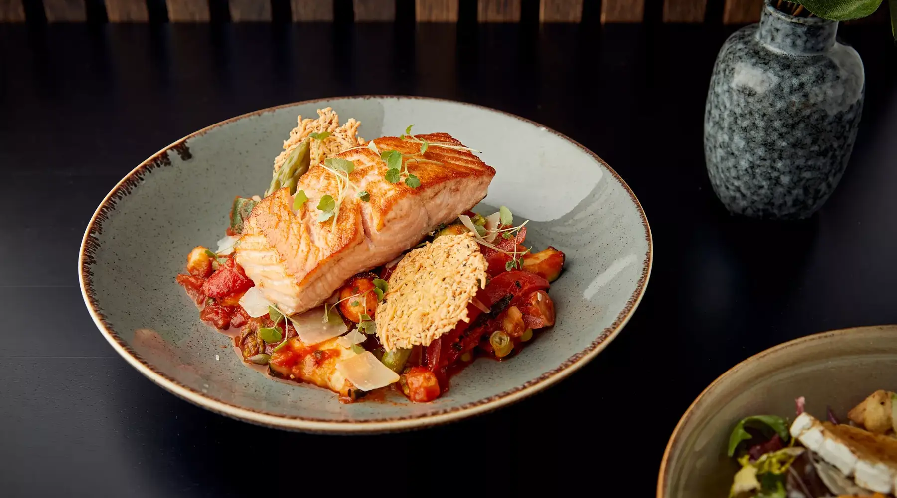 A dish with salmon from Hotel Restaurant Breukelen