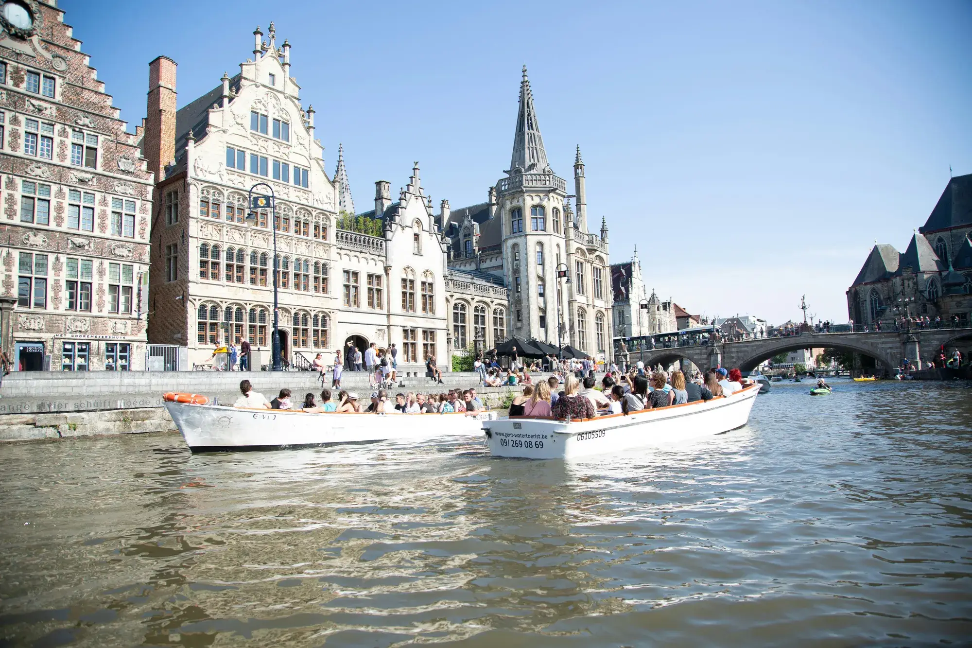 Boating on a small boat in Ghent