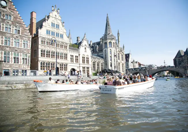 Boating on a small boat in Ghent
