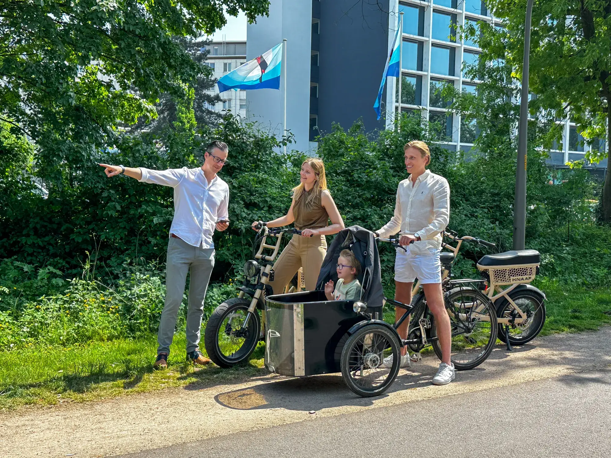 Couple cycling through nature