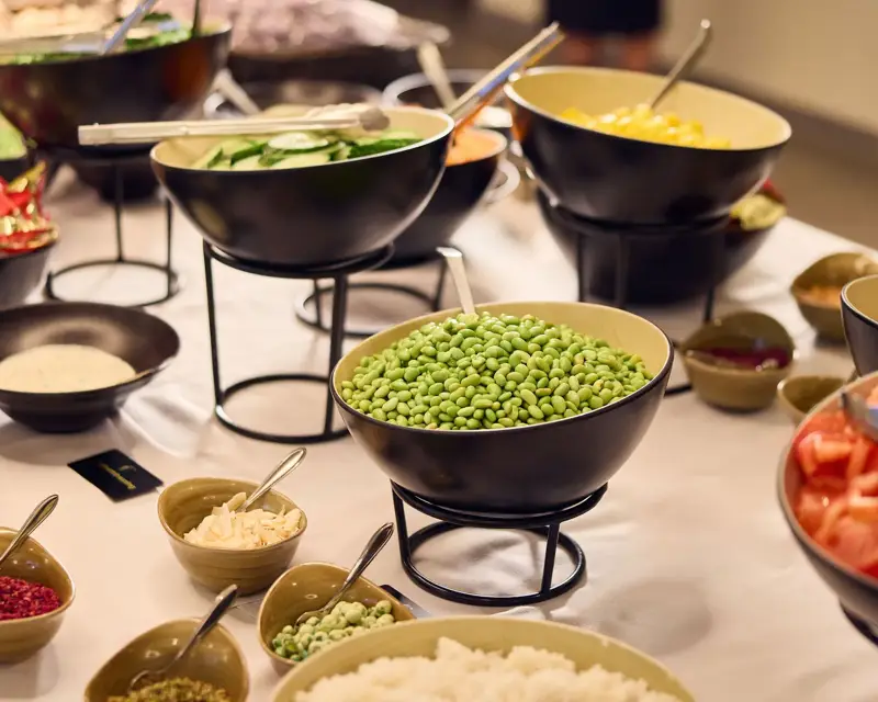 Detailfoto van het pokébowlbuffet