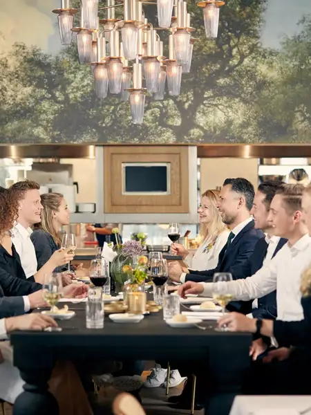 Room with buffet table