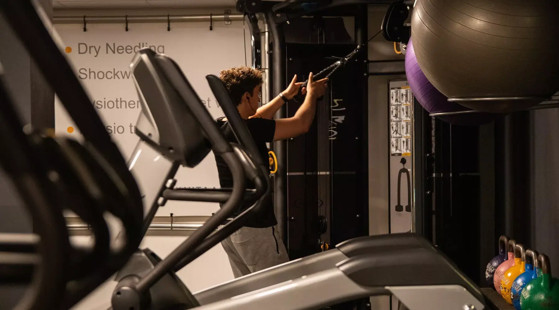 Working out at the gym