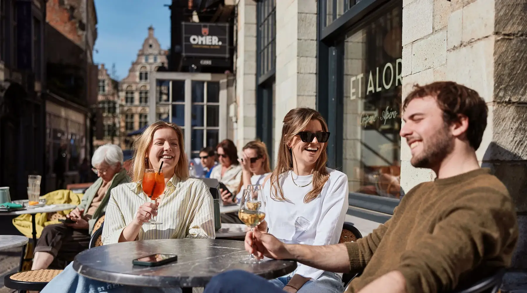Friends on a terrace