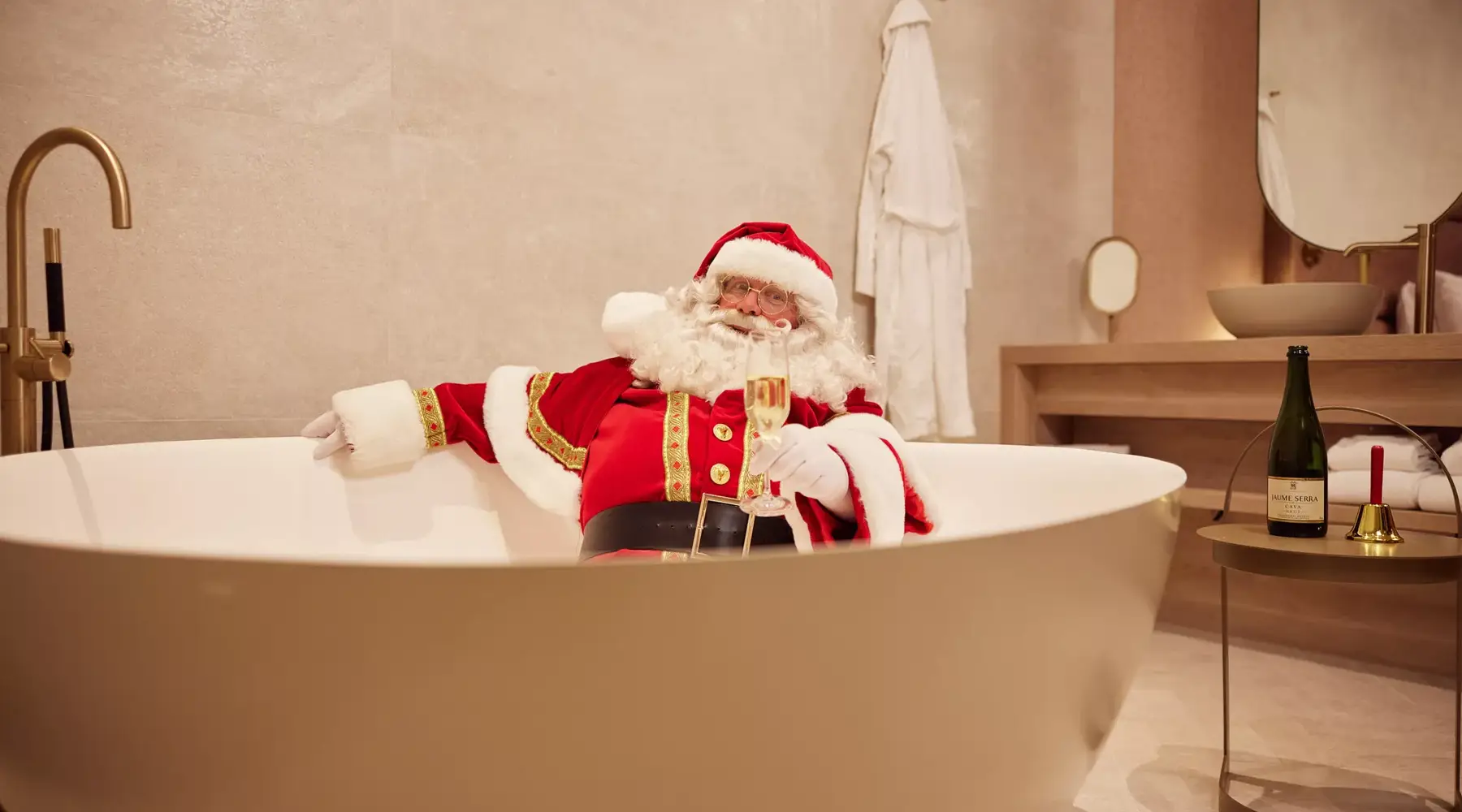 Santa Claus bathed