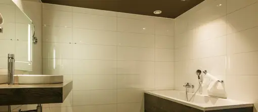Accessible comfort room with bathtub & shower.