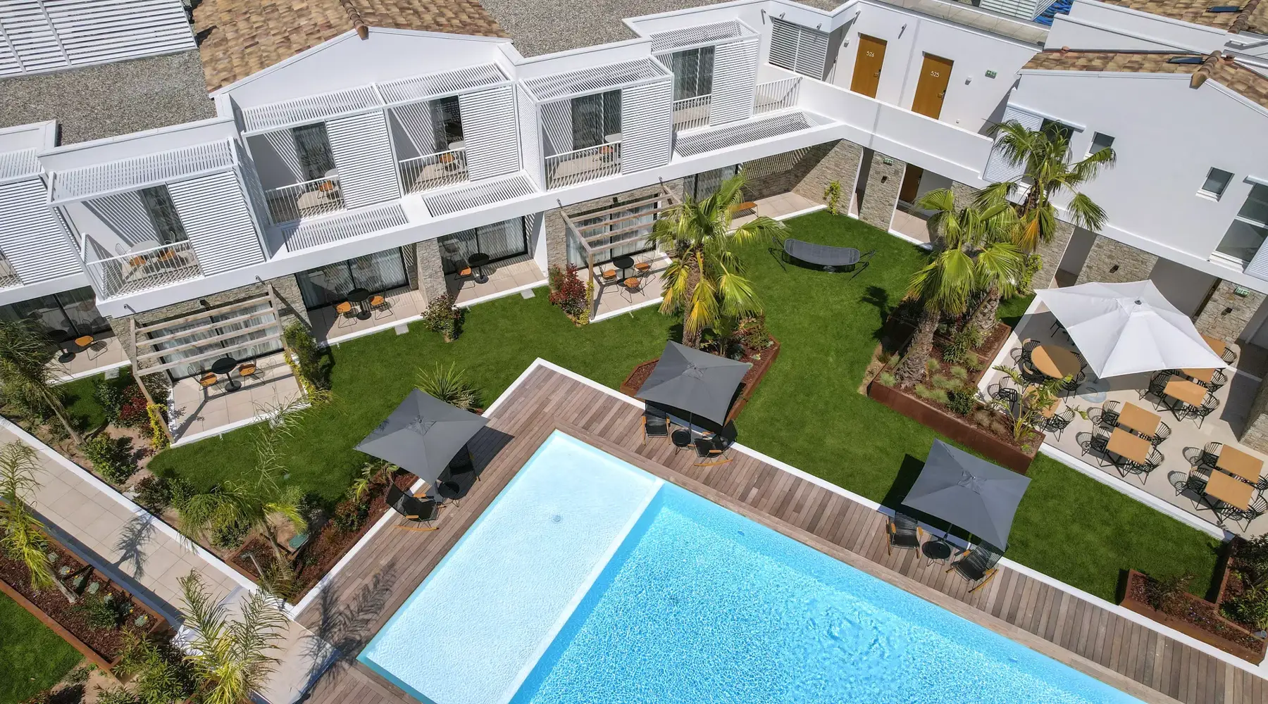 Photo aérienne de l'hôtel Van der Valk Bloom.