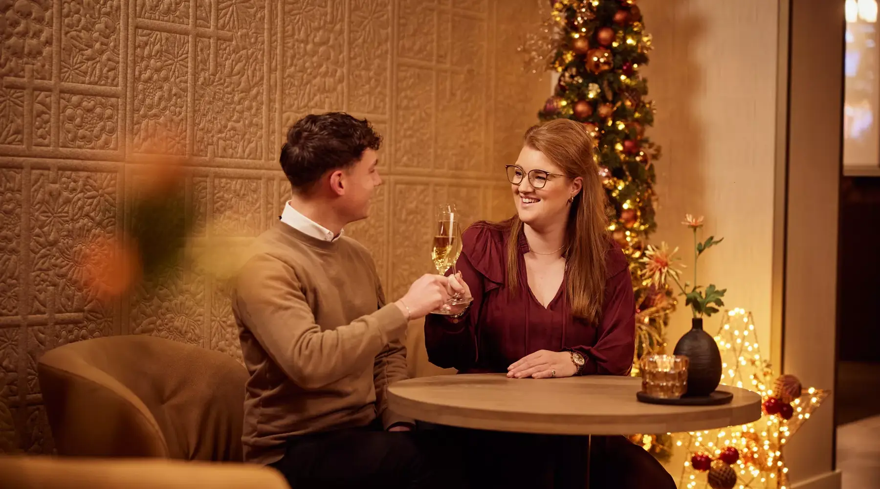 two people toast