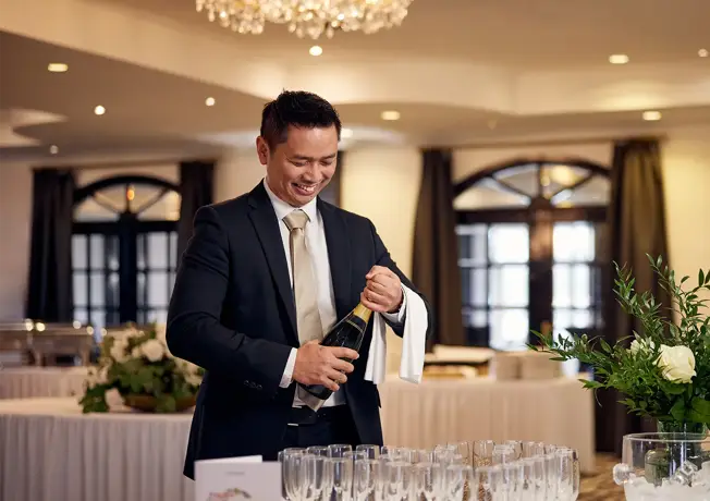 Bottle of wine with glass