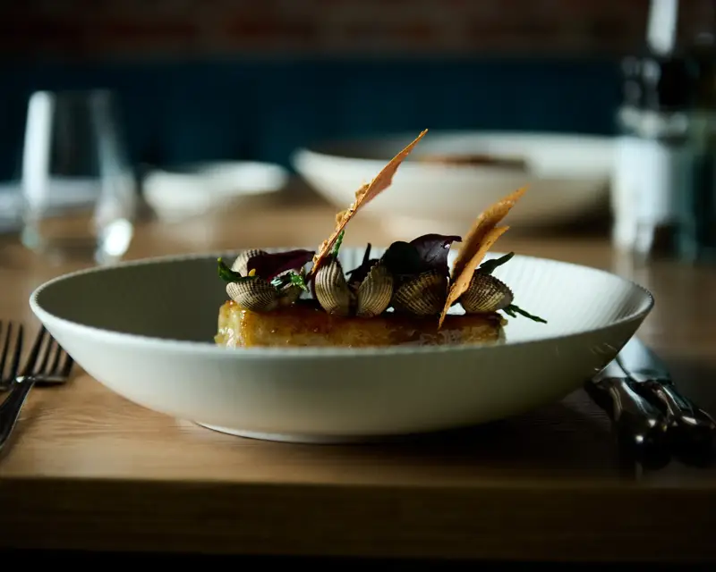 Detailaufnahme eines Fischgerichts