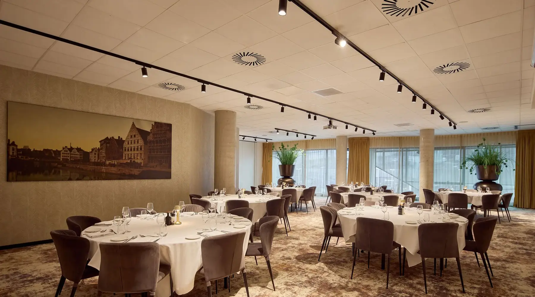 Abendessen für Gruppen im Saal des Graslei Hotels Gent