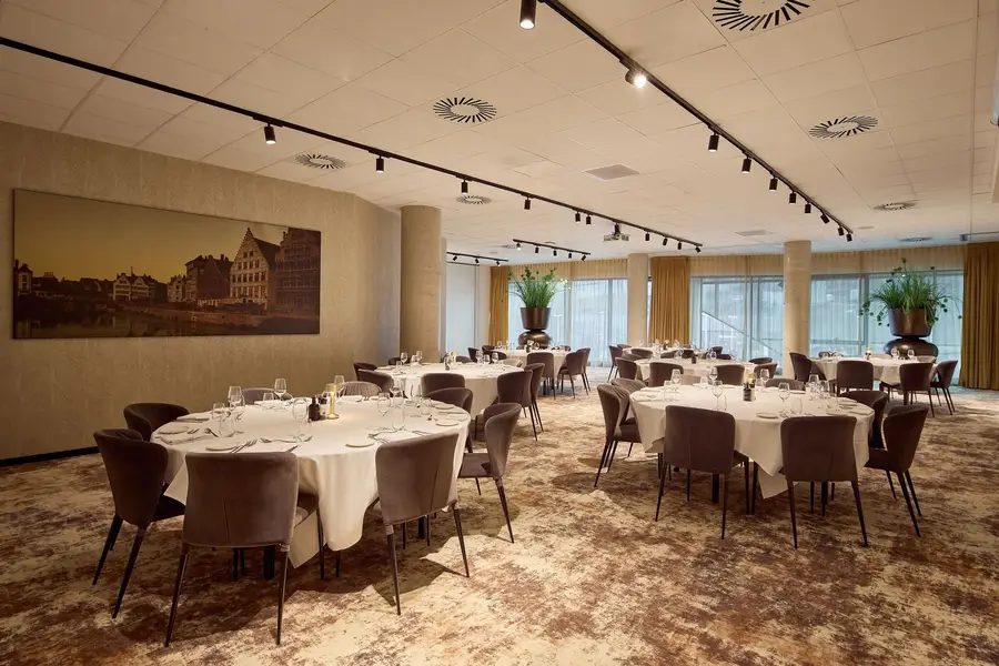 Abendessen für Gruppen im Saal des Graslei Hotels Gent