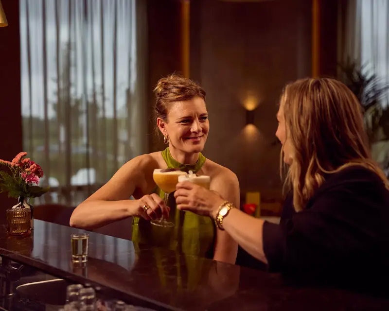 zwei Frauen trinken an der Bar