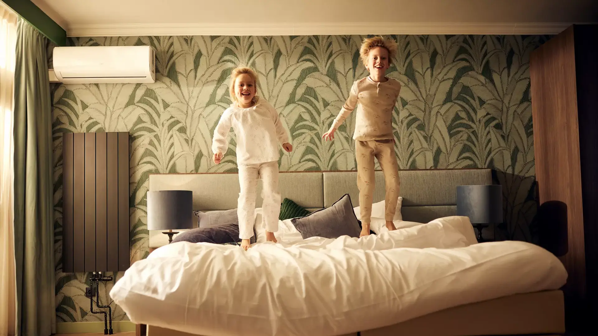 children in bed