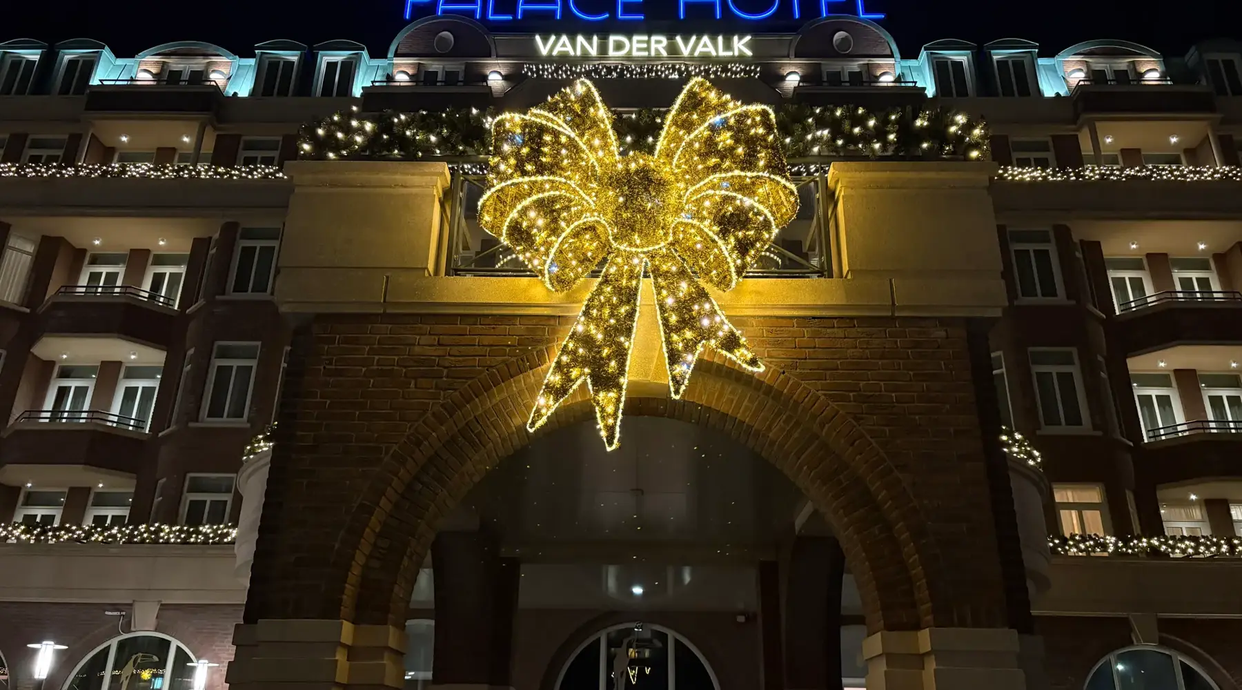 Hotel with Christmas decorations