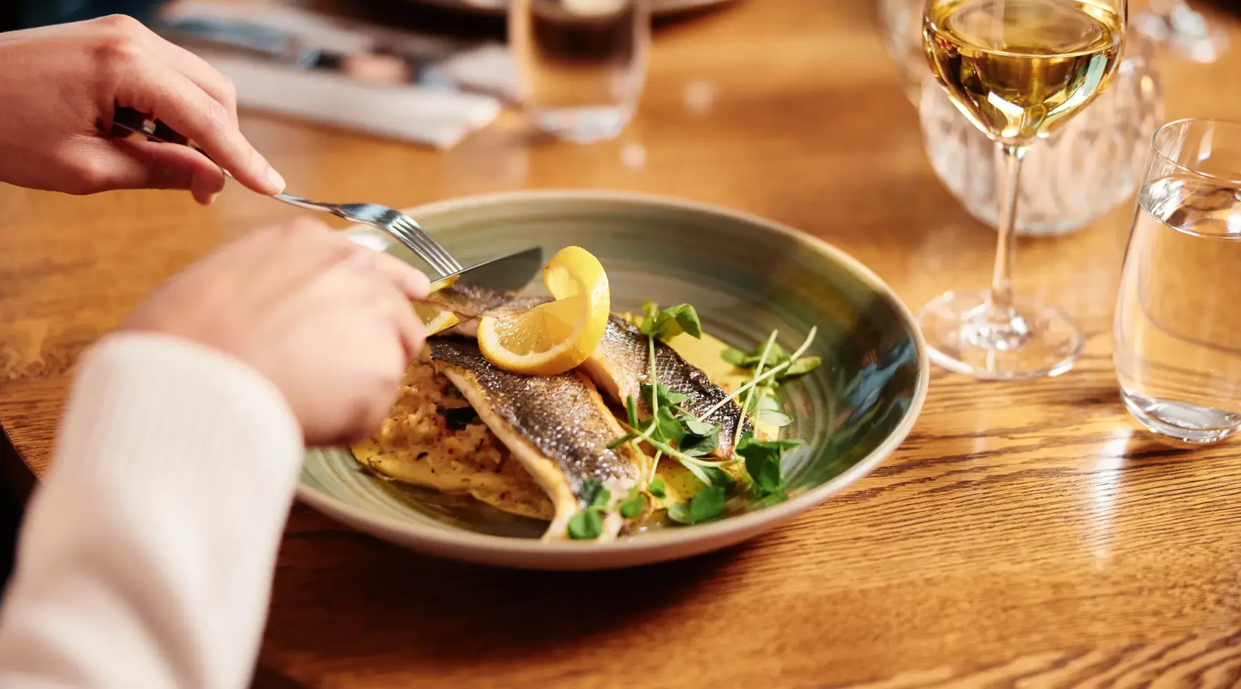 board with fish dish