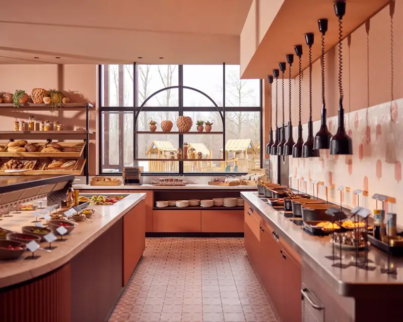 Interior of the breakfast buffet at Hotel Lelystad