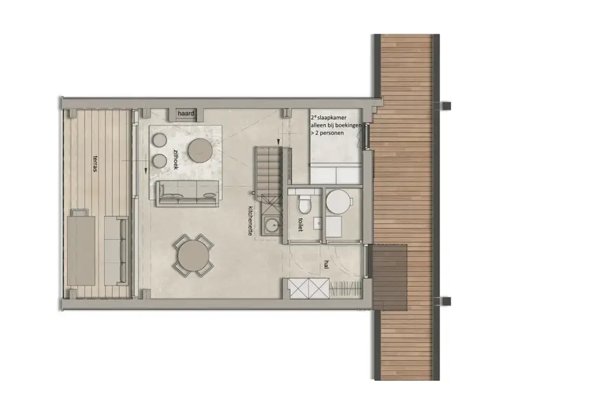 een tot twee slaapkamers