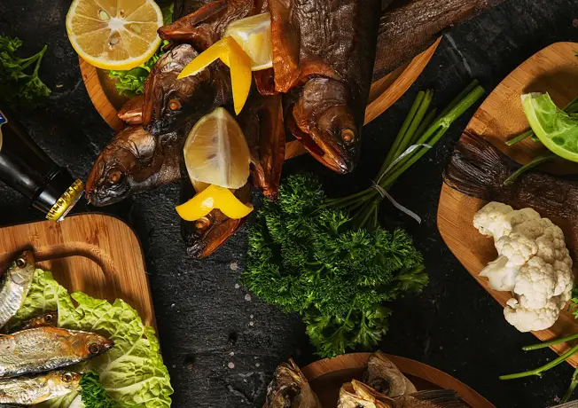 Large fish buffet at Van der Valk Naturresort Drewitz