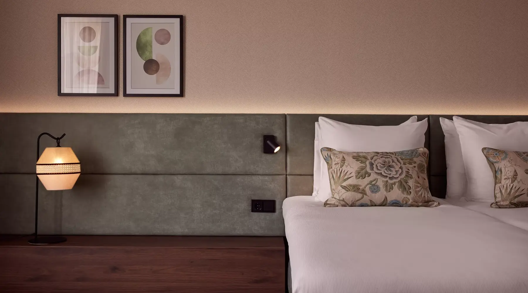 Bed in a hotel room