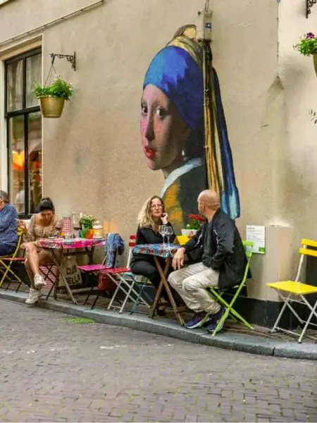 Terrace with mural in The Hague